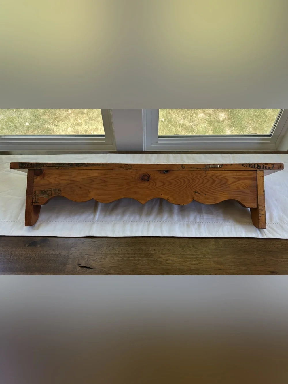 Vintage Honey Brown Wooden Wall Display Shelf 30”